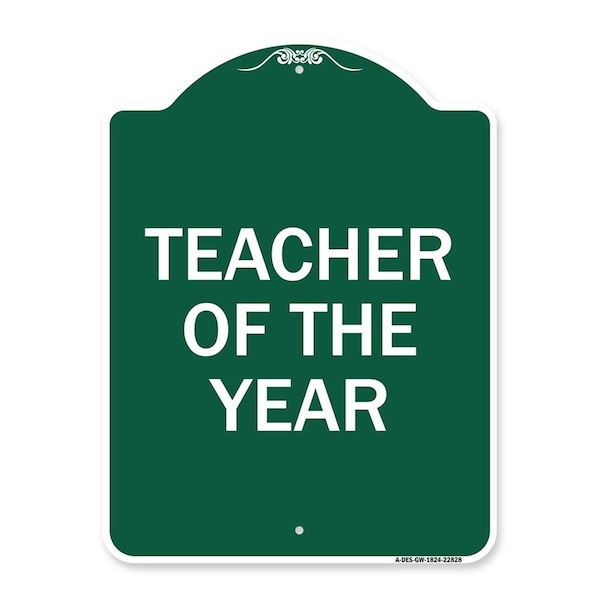 Amistad 18 x 24 in. Designer Series Sign - Teacher of the Year, Green & White AM2069024 - main